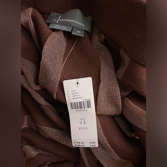 NWT NEW By Anthropologie Sheer Pleated Maxi Skirt size 3x brown color - Picture 5 of 5